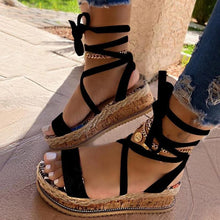 Load image into Gallery viewer, Sandals Women's New Thick Bottom Strappy Snake Print Sandals