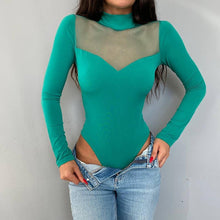 Load image into Gallery viewer, Women's New Color Mesh Splice Long Sleeve Versatile Bottom Slim Top