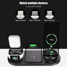 Load image into Gallery viewer, 6 in 1 Wireless Charger Dock Station for iPhone/Android/t Charging For Apple Watch AirPods Pro