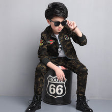 Load image into Gallery viewer, Boys camouflage cotton 100% sports sets long-sleeve + pants 2pcs