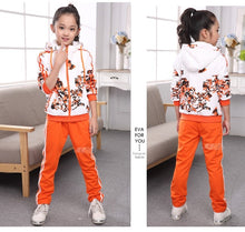 Load image into Gallery viewer, Set Clothes Jacket Floral Zipper Pants Tracksuit For Girls