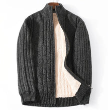 Load image into Gallery viewer, \Winter Sweater Male Lamb Cashmere Knitted Black Cotton Polyester Thicken Warm Cardigan