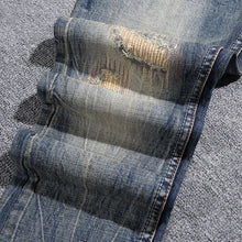 Load image into Gallery viewer, Ripped Autumn and Patch Stretch Slim men's Jeans.