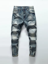 Load image into Gallery viewer, Ripped Retro Blue Scrape Young Beggar Jeans