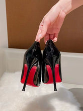 Load image into Gallery viewer, Black with Red Background High Heels Women's Stiletto Heel New Fancy Elegant Pointed Toe