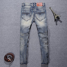 Load image into Gallery viewer, Ripped Autumn and Patch Stretch Slim men's Jeans.