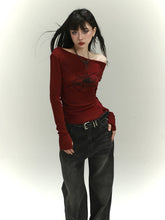 Load image into Gallery viewer, Young Adult Early Autumn Sexy Chic Slant Shoulder Long Sleeves Tops