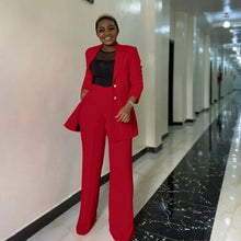 Load image into Gallery viewer, Elegant Women Blazer Sets Buttons White Wide Leg Pant Suits Fashion Professional Party Office Business Outfits Single Pack