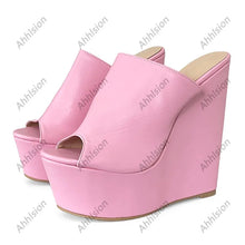 Load image into Gallery viewer, High Quality Women Mules Sandals Stable Wedges Heels Open Toe