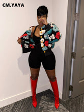 Load image into Gallery viewer, CM.YAYA Elegant Women Button Front Floral Appliques Long Sleeve Jacket Thick Warm INS 2022 Winter Streetwear Fashion Outwear