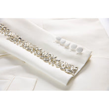 Load image into Gallery viewer, Luxury Office Lady Suit Rhinestone Shoulder Long Sleeve Line Single Button Blazer Solid Flared Pants Women 2Pcs