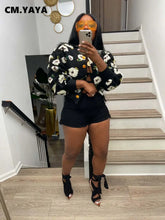 Load image into Gallery viewer, t Women Button Front Floral Appliques Long Sleeve Jacket Thick Warm