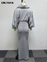 Load image into Gallery viewer, Women High Waist Mermaid Midi Maxi Skirt and Batwing Long Sleeve Hooded Top