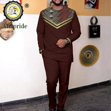 Load image into Gallery viewer, African Suit for Men Embroidery Jacket and Trousers 2 Piece Set Dashiki Outfits