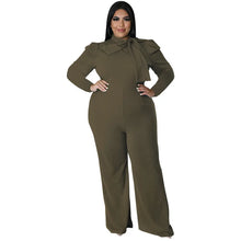 Load image into Gallery viewer, Autumn Winter Bow Neck Long Sleeves Women Jumpsuit Fashion Party Overalls Pants Big Size 4XL 5XL Elegant Ladies Rompers Party