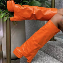 Load image into Gallery viewer, Wide Fit Overlay Shoes Women High Chunky Heel Knee High Platform Boots