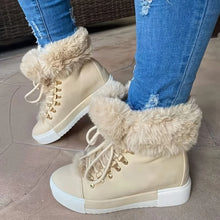 Load image into Gallery viewer, Women Platform Fleece Liner Ankle Boots Thermal Solid Color Lace Up