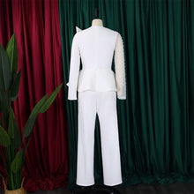 Load image into Gallery viewer, Luxury Jumpsuits for Women Round Neck Beaded Transparent Sleeve High Waisted Elegant