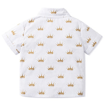 Load image into Gallery viewer, Boys Formal  Suit Crown Printed Shirt with Bow Leather Belt