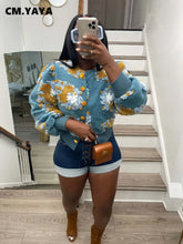 Load image into Gallery viewer, t Women Button Front Floral Appliques Long Sleeve Jacket Thick Warm