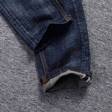 Load image into Gallery viewer, Italian Style Fashion Men Jeans Retro Dark Blue Elastic Slim Fit Ripped Jeans