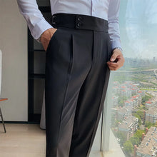 Load image into Gallery viewer, British Style New Solid High Waist Trousers Men Formal Pants