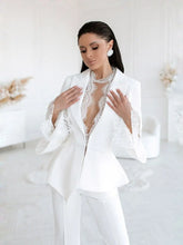 Load image into Gallery viewer, Many Colors Lace Women Pantsuit Long Sleeve Jacket Casual Wide Leg Trousers