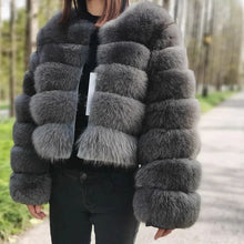 Load image into Gallery viewer, Raccoon Fur Coat Women Winter Fluffy Thick Warm