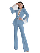 Load image into Gallery viewer, Many Colors Lace Women Set Pantsuit Long Sleeve Jacket Casual Wide Leg Trousers
