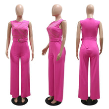 Load image into Gallery viewer, Fashion Diamonds Hot Rhinestones with Belt Wide Leg Jumpsuit Women