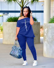 Load image into Gallery viewer, Women 2pcs Set Faith Letter T-shirt and Leggings Pants