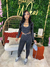 Load image into Gallery viewer, Women Sexy Hollow Out Long Sleeve Crop Top + Pencil Pants Slim