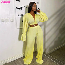Load image into Gallery viewer, Solid Pleated 2 Piece Sets Women Pants Suits