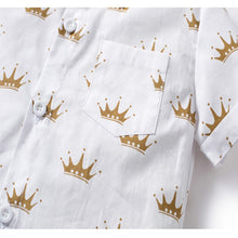 Load image into Gallery viewer, Boys Formal  Suit Crown Printed Shirt with Bow Leather Belt