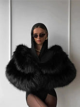 Load image into Gallery viewer, Women Fur Coat Warm Winter Long Sleeve Turndown Collar Fashion Black