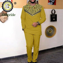 Load image into Gallery viewer, African Suit for Men Embroidery Jacket and Trousers 2 Piece Set Dashiki Outfits