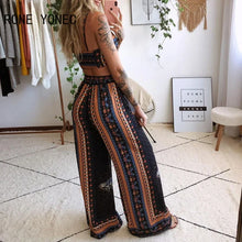 Load image into Gallery viewer, Women Two Pieces Set Butterfly Graphic Print Crop Top & Wide Leg Pants