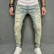 Load image into Gallery viewer, Men Vintage Ripped Skinny Pencil Jeans Pants