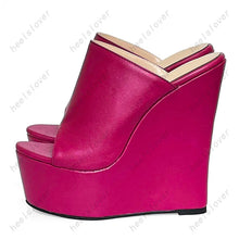 Load image into Gallery viewer, High Quality Women Mules Sandals Stable Wedges Heels Open Toe