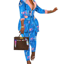 Load image into Gallery viewer, Women Set Long Sleeve Tunic High Waist Blazer Pants Suit