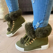 Load image into Gallery viewer, Women Platform Fleece Liner Ankle Boots Thermal Solid Color Lace Up