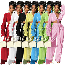 Load image into Gallery viewer, Solid Pleated 2 Piece Sets Women Pants Suits