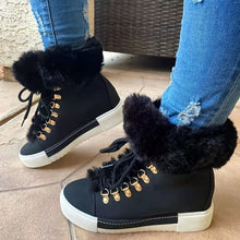 Load image into Gallery viewer, Women Platform Fleece Liner Ankle Boots Thermal Solid Color Lace Up