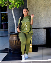 Load image into Gallery viewer, Women 2pcs Set Faith Letter T-shirt and Leggings Pants