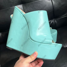 Load image into Gallery viewer, High Quality Women Mules Sandals Stable Wedges Heels Open Toe