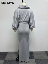 Load image into Gallery viewer, Women High Waist Mermaid Midi Maxi Skirt and Batwing Long Sleeve Hooded Top