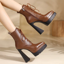 Load image into Gallery viewer, Women Ankle Boots High Heels Pointed Toe Genuine Leather