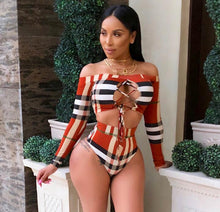 Load image into Gallery viewer, African Swimwear Print Bandage Women Tankini Long Sleeve - nevaehshalo