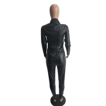 Load image into Gallery viewer, Sexy Two Piece Set Women Plus Size PU Leather Long Sleeve Top