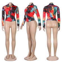 Load image into Gallery viewer, Sexy Color Long Sleeved Button Deep V Top Nightclub Clothes